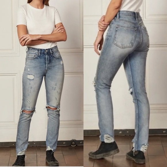 BOYISH Billy High Waist Distressed Jeans in Some Like it Hot Size 25 - Picture 4 of 15